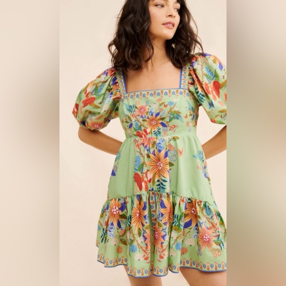 Farm Rio Bright Yard Mini Dress